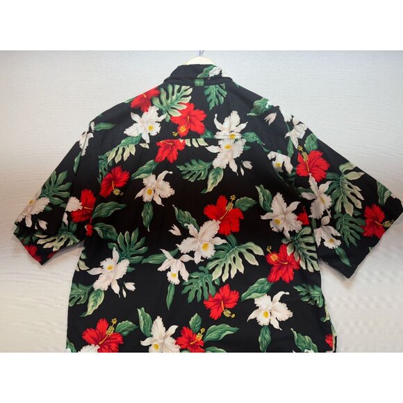 Kane Malia Men Button Up Hawaiian Shirt Short Sleeve Sz XL Black Tropical Floral - Picture 11 of 12